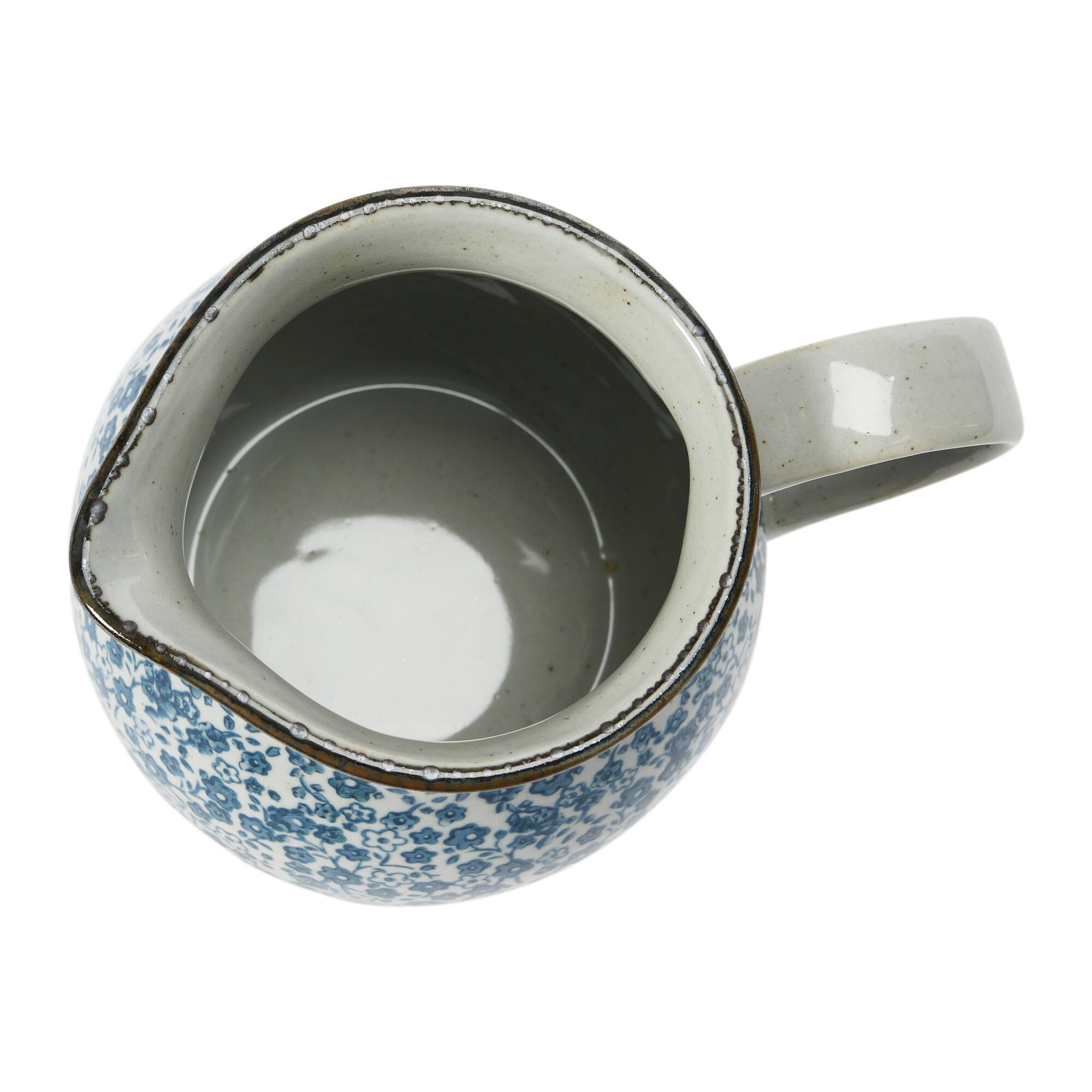 Hello Honey® 5.2" Blue & White Floral Hand-Painted Country-Style Stoneware Pitcher